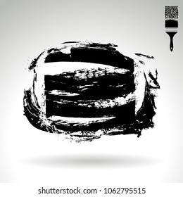 Black brush stroke and texture. Grunge vector abstract hand - painted element. Underline and border design.