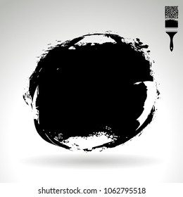 Black brush stroke and texture. Grunge vector abstract hand - painted element. Underline and border design.
