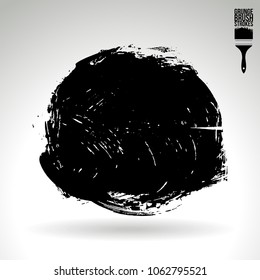 Black brush stroke and texture. Grunge vector abstract hand - painted element. Underline and border design.