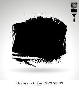 Black brush stroke and texture. Grunge vector abstract hand - painted element. Underline and border design.