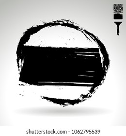 Black brush stroke and texture. Grunge vector abstract hand - painted element. Underline and border design.