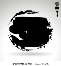 Black brush stroke and texture. Grunge vector abstract hand - painted element. Underline and border design.