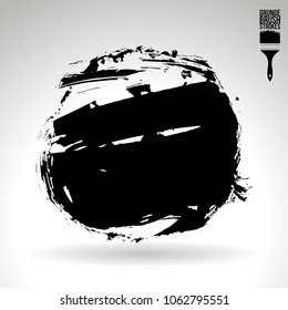 Black brush stroke and texture. Grunge vector abstract hand - painted element. Underline and border design.