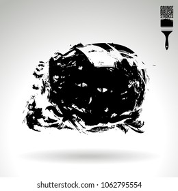 Black brush stroke and texture. Grunge vector abstract hand - painted element. Underline and border design.