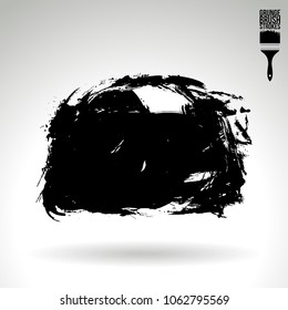 Black brush stroke and texture. Grunge vector abstract hand - painted element. Underline and border design.