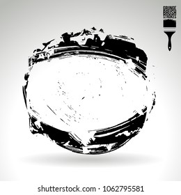 Black brush stroke and texture. Grunge vector abstract hand - painted element. Underline and border design.