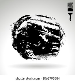 Black brush stroke and texture. Grunge vector abstract hand - painted element. Underline and border design.
