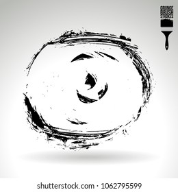 Black brush stroke and texture. Grunge vector abstract hand - painted element. Underline and border design.