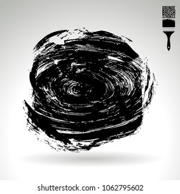 Black brush stroke and texture. Grunge vector abstract hand - painted element. Underline and border design.