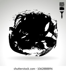Black brush stroke and texture. Grunge vector abstract hand - painted element. Underline and border design.
