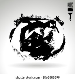 Black brush stroke and texture. Grunge vector abstract hand - painted element. Underline and border design.