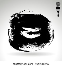 Black brush stroke and texture. Grunge vector abstract hand - painted element. Underline and border design.