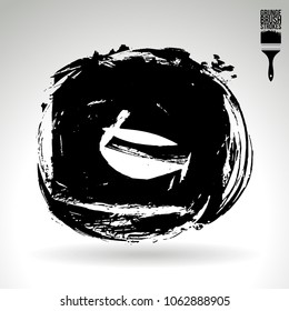 Black brush stroke and texture. Grunge vector abstract hand - painted element. Underline and border design.