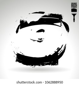 Black brush stroke and texture. Grunge vector abstract hand - painted element. Underline and border design.