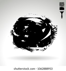Black brush stroke and texture. Grunge vector abstract hand - painted element. Underline and border design.