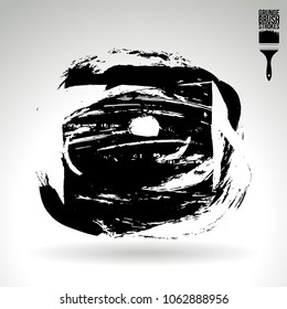 Black brush stroke and texture. Grunge vector abstract hand - painted element. Underline and border design.