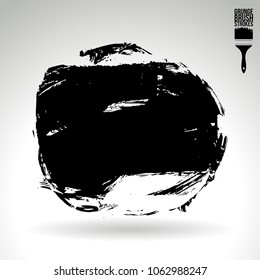 Black brush stroke and texture. Grunge vector abstract hand - painted element. Underline and border design.