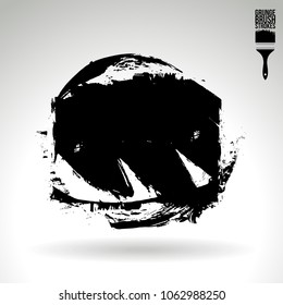 Black brush stroke and texture. Grunge vector abstract hand - painted element. Underline and border design.