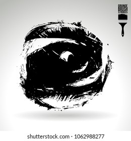 Black brush stroke and texture. Grunge vector abstract hand - painted element. Underline and border design.