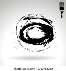 Black brush stroke and texture. Grunge vector abstract hand - painted element. Underline and border design.