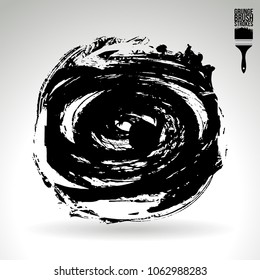 Black brush stroke and texture. Grunge vector abstract hand - painted element. Underline and border design.
