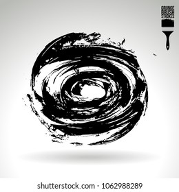 Black brush stroke and texture. Grunge vector abstract hand - painted element. Underline and border design.