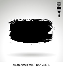 Black brush stroke and texture. Grunge vector abstract hand - painted element. Underline and border design.