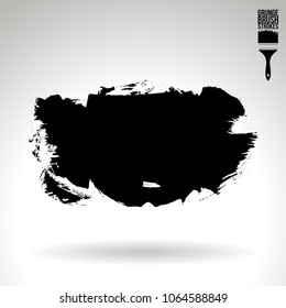 Black brush stroke and texture. Grunge vector abstract hand - painted element. Underline and border design.