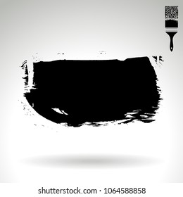 Black brush stroke and texture. Grunge vector abstract hand - painted element. Underline and border design.