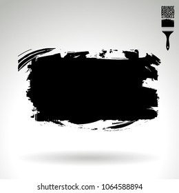 Black brush stroke and texture. Grunge vector abstract hand - painted element. Underline and border design.
