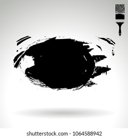 Black brush stroke and texture. Grunge vector abstract hand - painted element. Underline and border design.