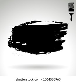 Black brush stroke and texture. Grunge vector abstract hand - painted element. Underline and border design.