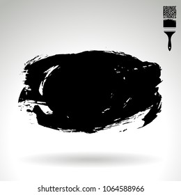 Black brush stroke and texture. Grunge vector abstract hand - painted element. Underline and border design.