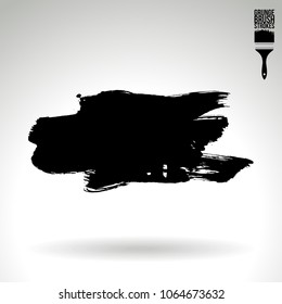 Black brush stroke and texture. Grunge vector abstract hand - painted element. Underline and border design.