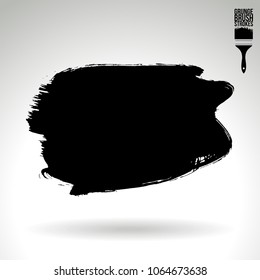 Black brush stroke and texture. Grunge vector abstract hand - painted element. Underline and border design.