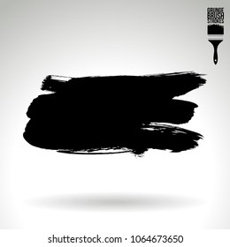 Black brush stroke and texture. Grunge vector abstract hand - painted element. Underline and border design.