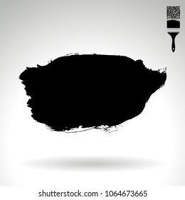 Black brush stroke and texture. Grunge vector abstract hand - painted element. Underline and border design.