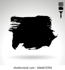 Black brush stroke and texture. Grunge vector abstract hand - painted element. Underline and border design.