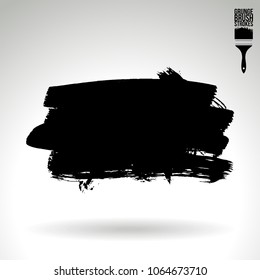 Black brush stroke and texture. Grunge vector abstract hand - painted element. Underline and border design.