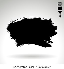 Black brush stroke and texture. Grunge vector abstract hand - painted element. Underline and border design.