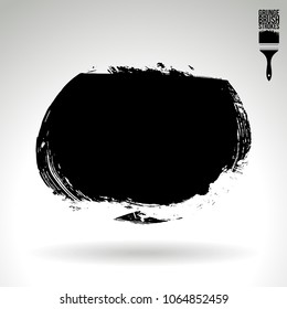 Black brush stroke and texture. Grunge vector abstract hand - painted element. Underline and border design.