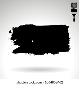 Black brush stroke and texture. Grunge vector abstract hand - painted element. Underline and border design.