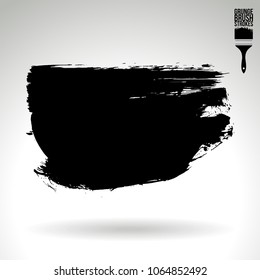 Black brush stroke and texture. Grunge vector abstract hand - painted element. Underline and border design.