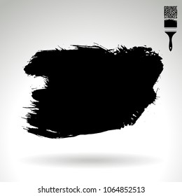 Black brush stroke and texture. Grunge vector abstract hand - painted element. Underline and border design.