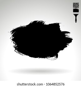 Black brush stroke and texture. Grunge vector abstract hand - painted element. Underline and border design.