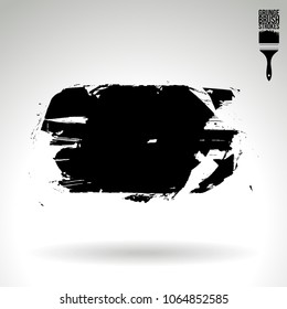 Black brush stroke and texture. Grunge vector abstract hand - painted element. Underline and border design.