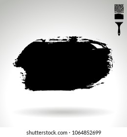 Black brush stroke and texture. Grunge vector abstract hand - painted element. Underline and border design.