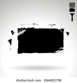 Black brush stroke and texture. Grunge vector abstract hand - painted element. Underline and border design.
