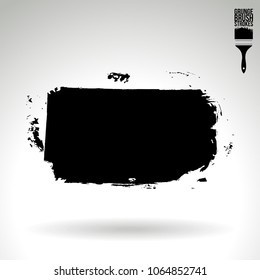 Black brush stroke and texture. Grunge vector abstract hand - painted element. Underline and border design.