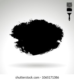 Black brush stroke and texture. Grunge vector abstract hand - painted element. Underline and border design.